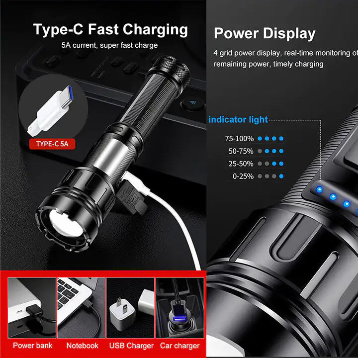 Kraftfuld genopladelig LED-lommelygte