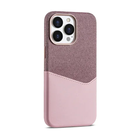 iPhone cover i stof og læder med kortholder – i flere farver (iPhone 13-16)