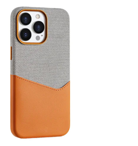 iPhone cover i stof og læder med kortholder – i flere farver (iPhone 13-16)