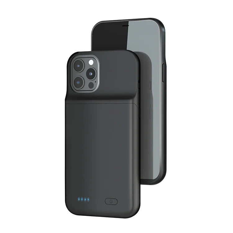 iPhone cover med indbygget powerbank – sort (iPhone 12-15)