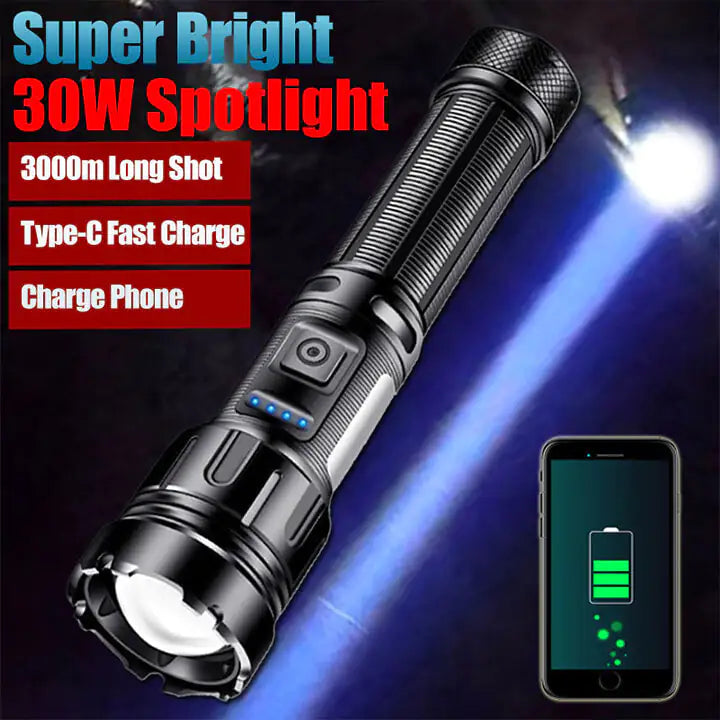 Kraftfuld genopladelig LED-lommelygte