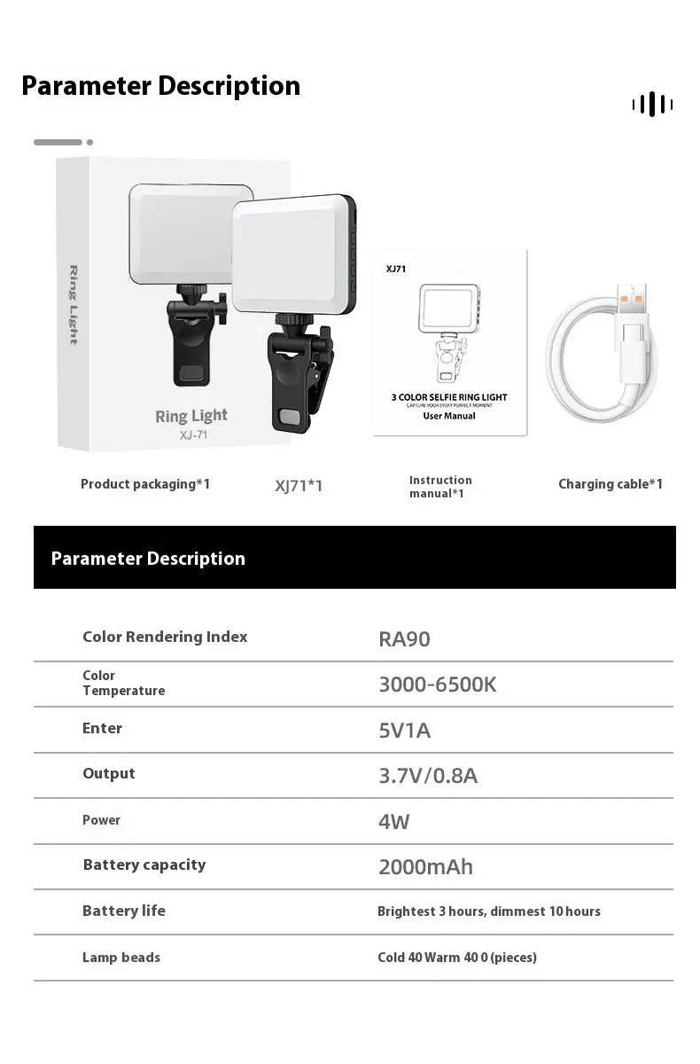 Kompakt LED-lys til mobil og laptop – genopladeligt