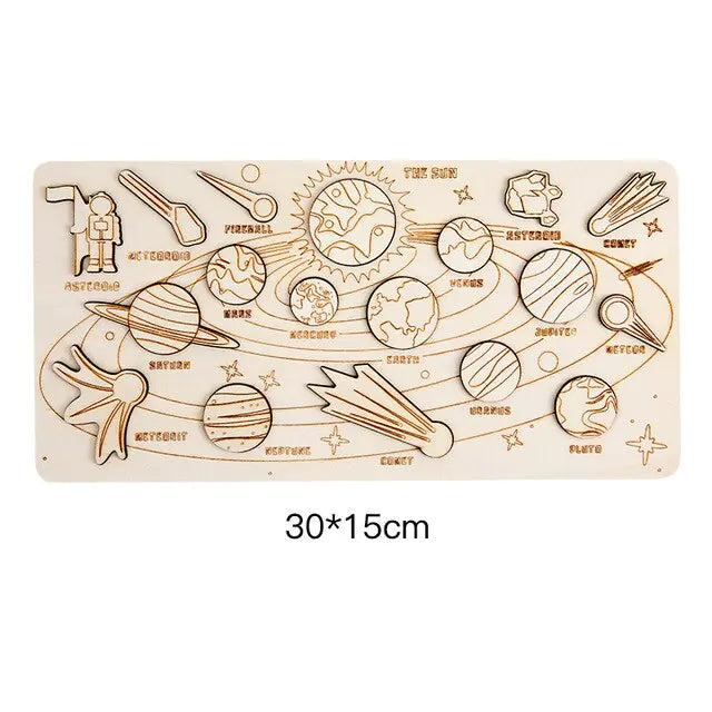 Solsystem træpuslespil til børn